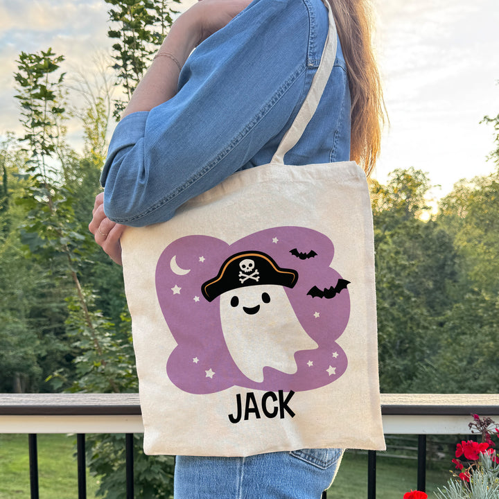 Custom Tote Bags, Custom Trick or Treat Bags, Halloween Gift Bags, Personalized Halloween Ghost Bags, Ghosts with Hats
