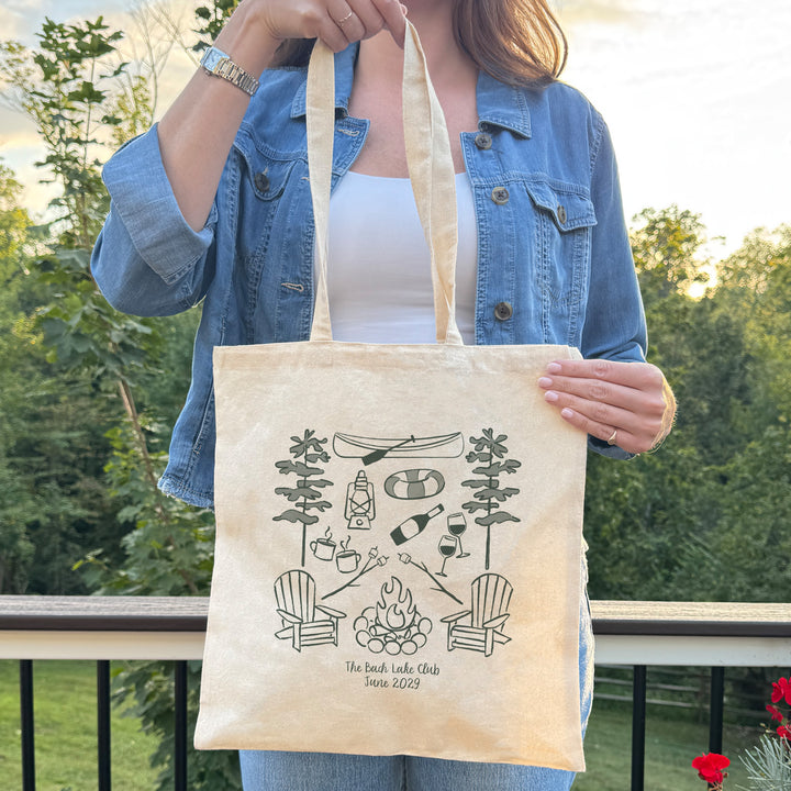 Lake Bachelorette Tote Bags