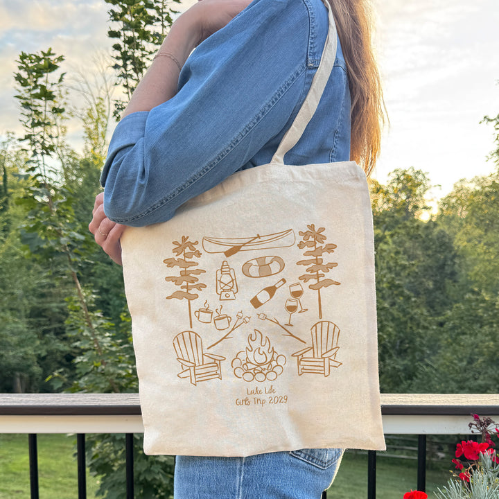 Lake Bachelorette Tote Bags