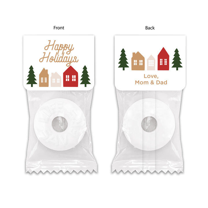 Personalized Life Saver Christmas Mints, Christmas Village