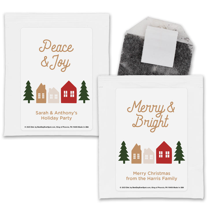 Personalized Christmas Tea Favors, Christmas Village Tea Party