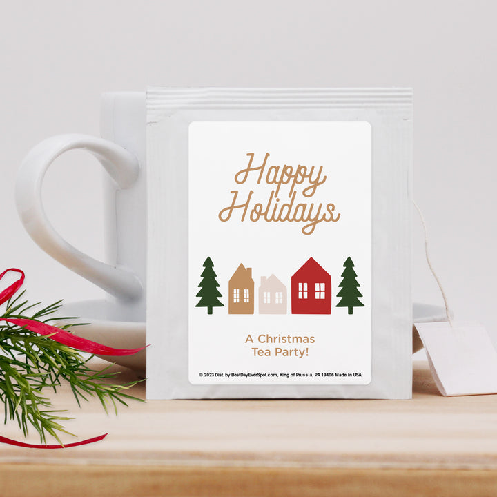 Personalized Christmas Tea Favors, Christmas Village Tea Party