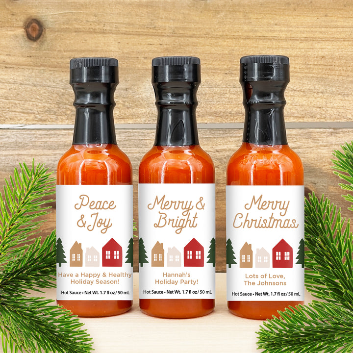 Hot Sauce Favor, Christmas Stocking Stuffers, Mini Hot Sauce Gift, 1.7 oz., Christmas Village