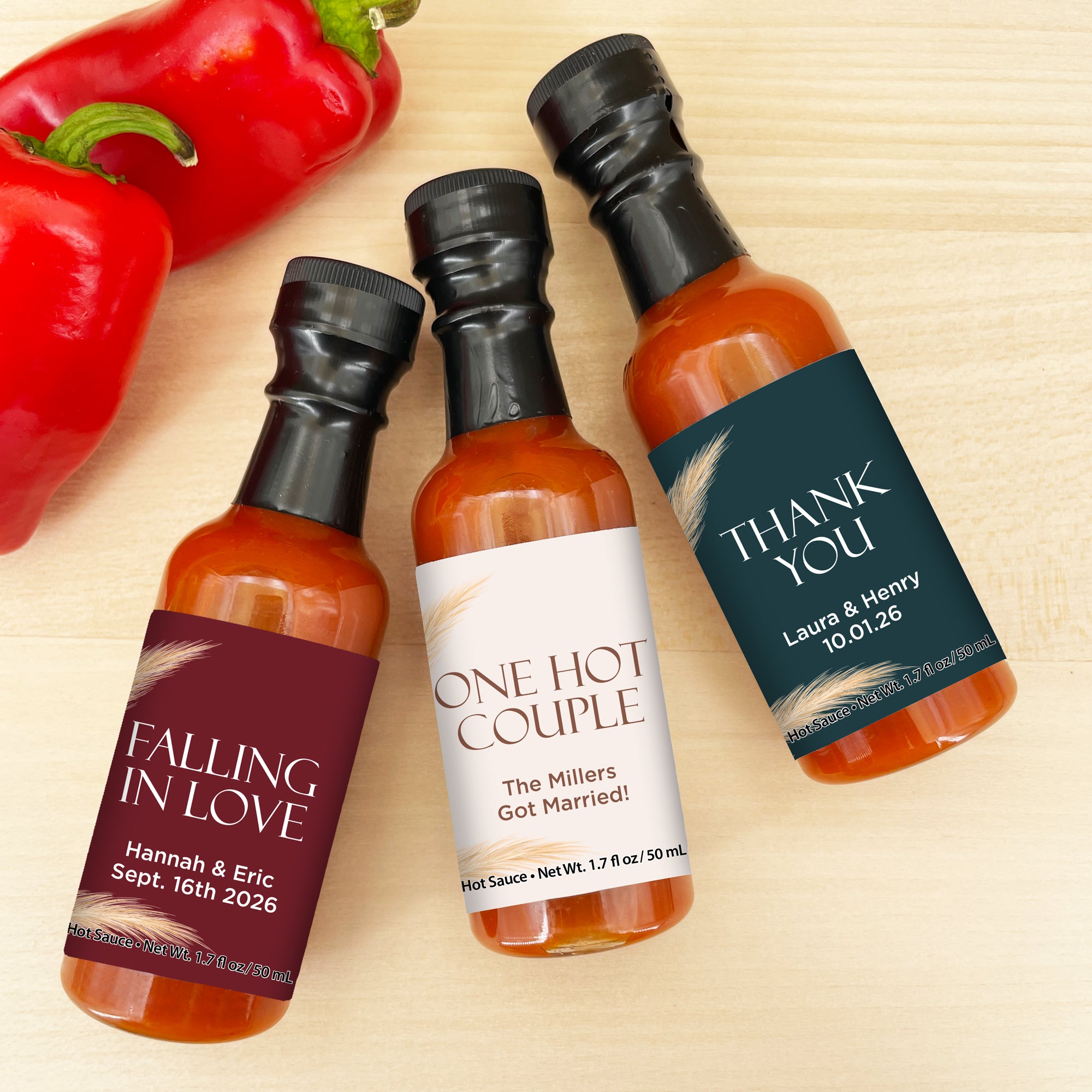Hot Sauce Wedding Favors, Harvest Grass Hot Sauce, 1.7 oz bottle of ho Hot Sauce Wedding Favors, Harvest Grass Hot Sauce, 1.7 oz bottle of ho