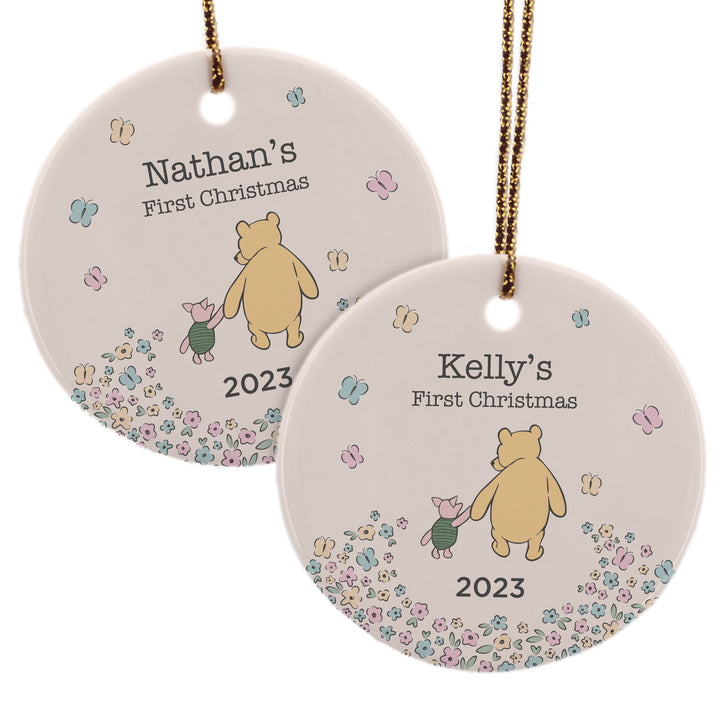 Classic Winnie the Pooh Ornament,  Personalized Baby's First Christmas Ornament, Pooh and Piglet