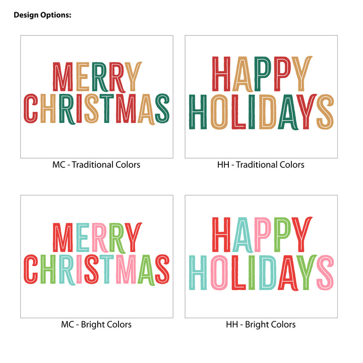 Colorful Festive, Merry Christmas, Happy Holidays, Drawstring Bags