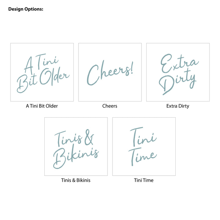 Custom Drawstring Bags, Martini Birthday, Wedding Hangover Kit, A Tini Bit Older Birthday Bags