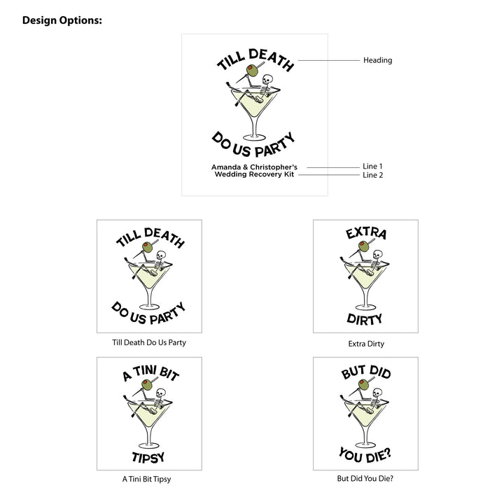 Bachelorette Goody Bags, Hangover Kit, Custom Tote Bag, Girls Trip, Birthday Favors, Wedding Favor, Till Death Do Us Party, A Tini Bit Tipsy, Martini Skeleton Bags