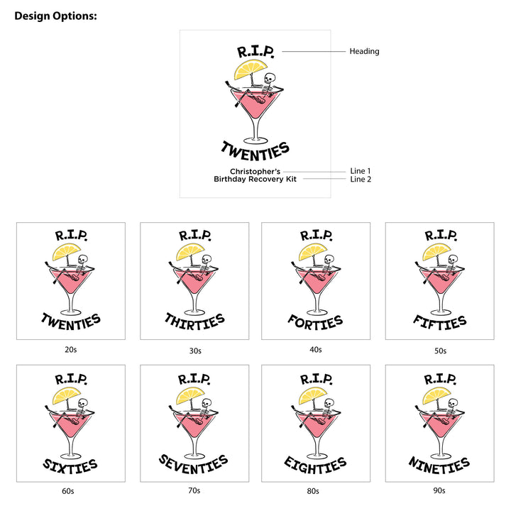 Cosmo Birthday Party Favor Bags, Custom Mini Drawstring Tote Bag, Birthday Favors, RIP Forties, Cosmopolitan Skeleton Bags