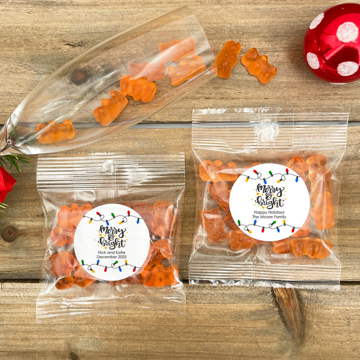 Merry & Bright Christmas Champagne Gummy Bears, Prosecco Christmas Favors
