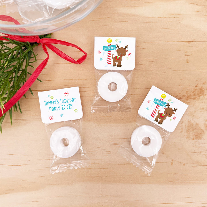 North Pole Reindeer Christmas Mints, Personalized Christmas Life Saver Mints