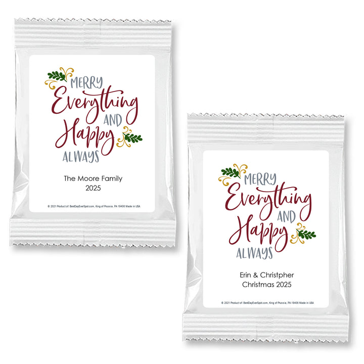 Merry Everything & Happy Always Christmas Hot Chocolate, Personalized Cocoa Favors