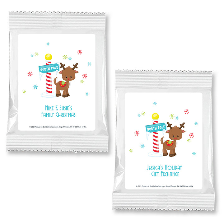 Christmas Reindeer Hot Chocolate Favors & Gifts, Personalized Cocoa Favors