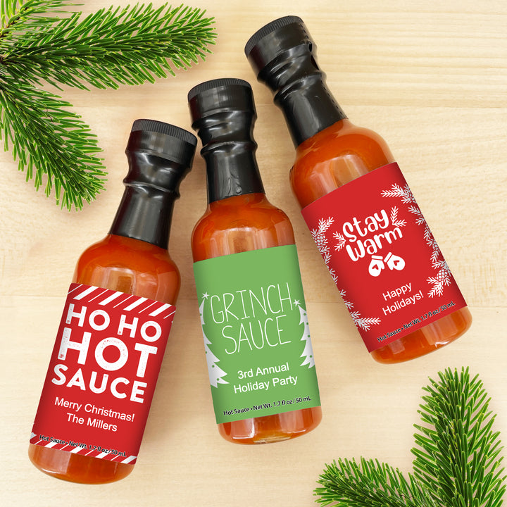Ho Ho Hot Sauce, Grinch Sauce, Stay Warm Christmas Favors, 1.7 oz