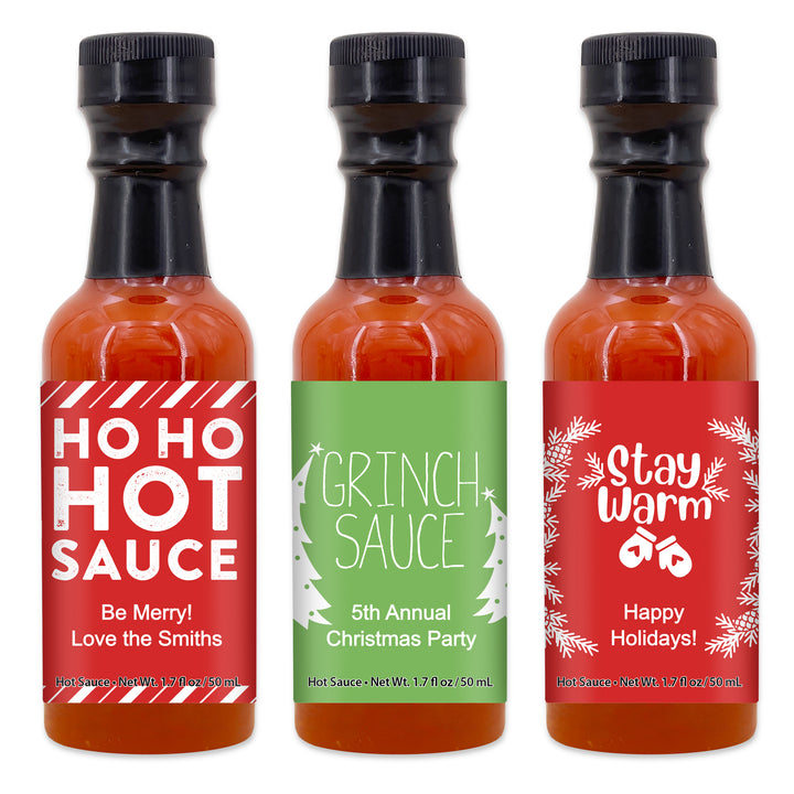Ho Ho Hot Sauce, Grinch Sauce, Stay Warm Christmas Favors, 1.7 oz