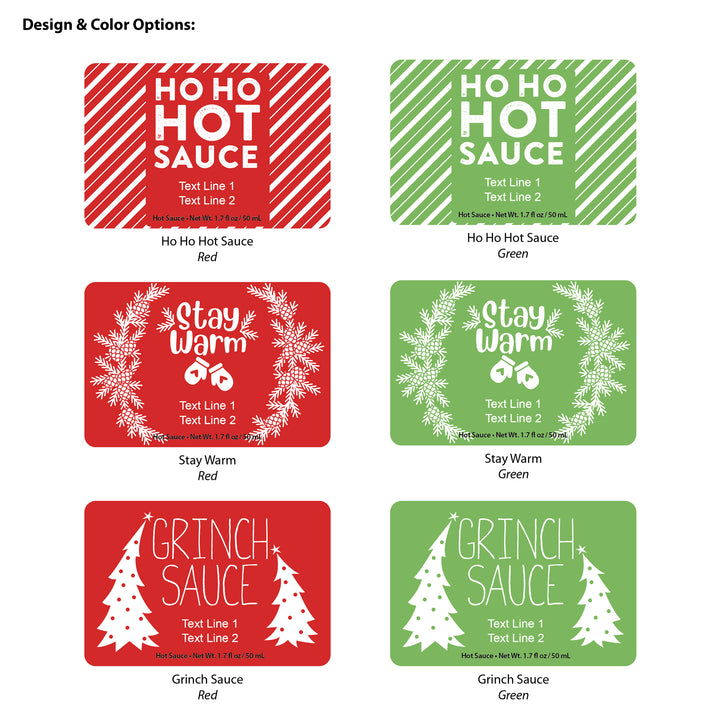 Ho Ho Hot Sauce, Grinch Sauce, Stay Warm Christmas Favors, 1.7 oz