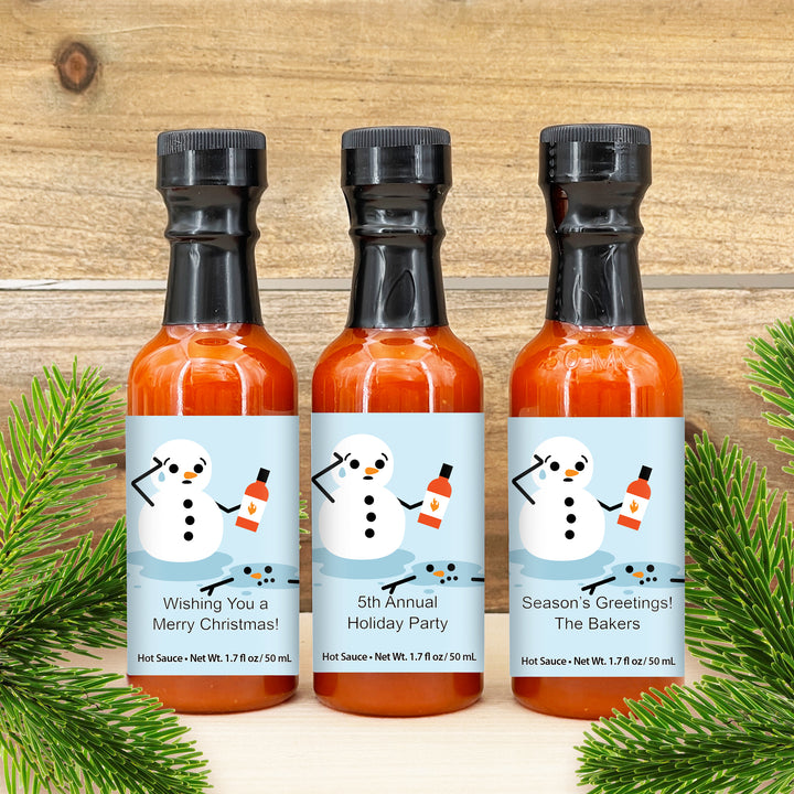 Cute Snowman Favors, Hot Sauce Christmas Gift, Mini Hot Sauce Gift, 1.7 oz.