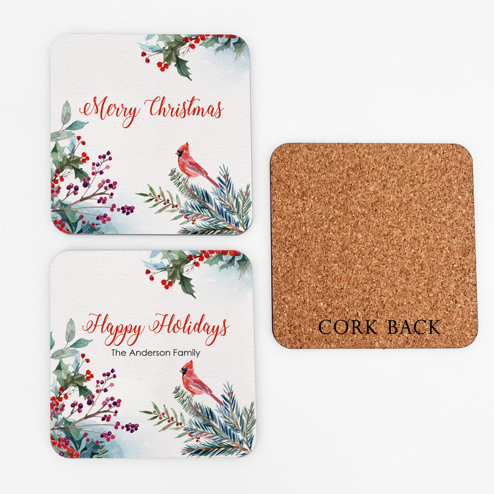 Traditional Holiday Coasters, Christmas Cardinal, Coaster