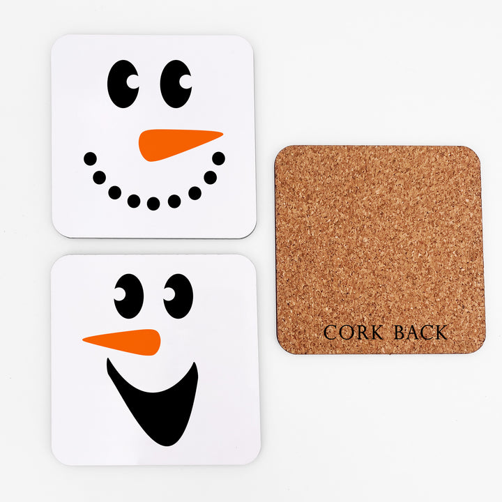 Snowman Coasters, Funny Coasters, Cute Winter Decor - Set of 4