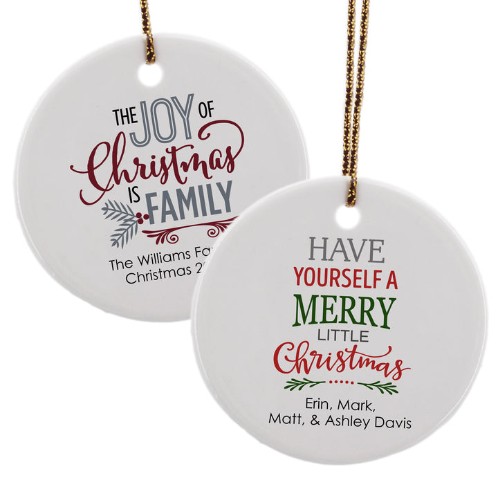 Personalized Christmas Tree Ornament, Merry Christmas, Joy to the World
