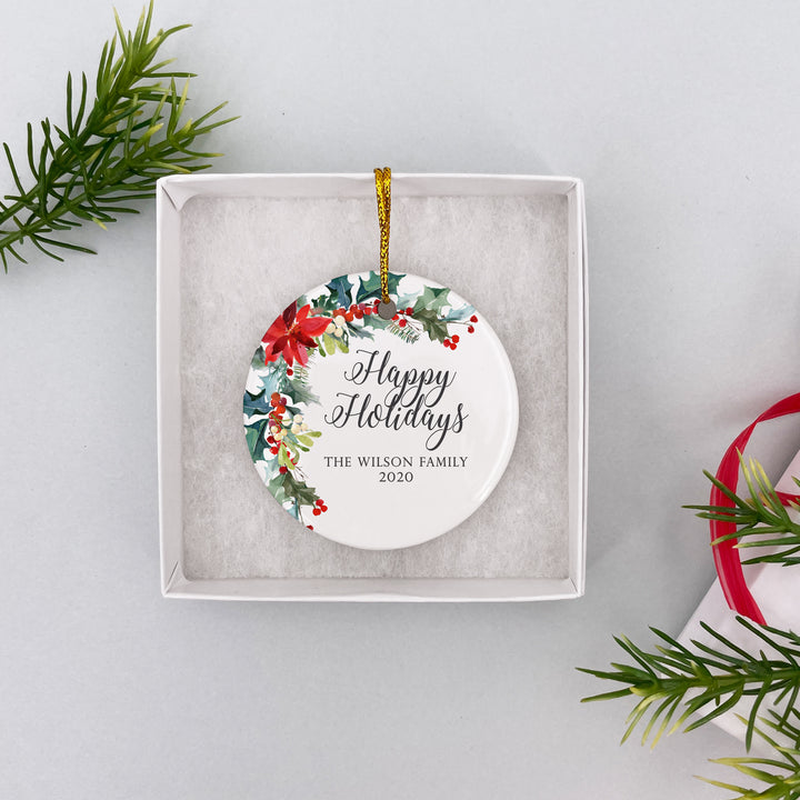 Poinsettia Personalized Christmas Ornament