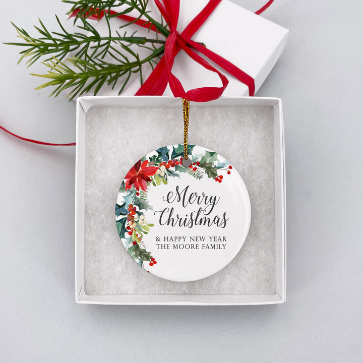 Poinsettia Personalized Christmas Ornament