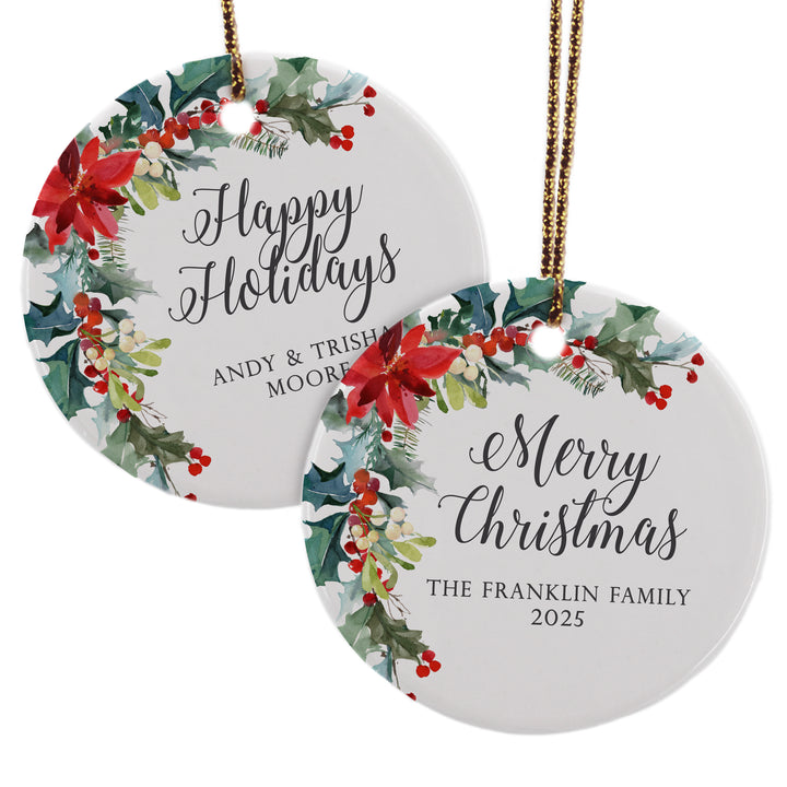 Poinsettia Personalized Christmas Ornament