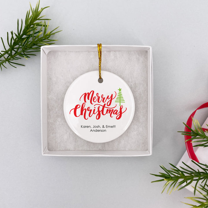 Personalized Christmas Tree Ornament, Merry Christmas, Joy to the World