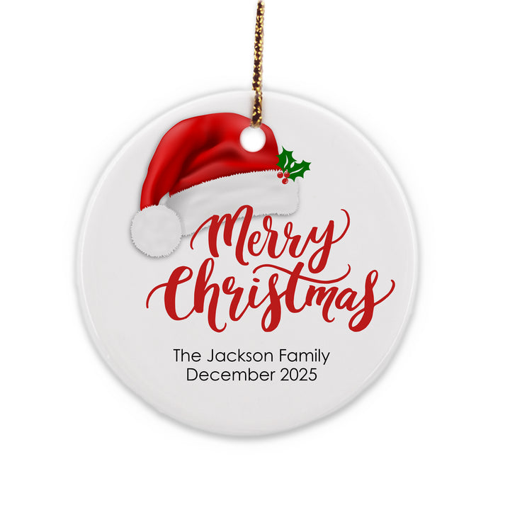 Santa Hat Merry Christmas Personalized Ornament