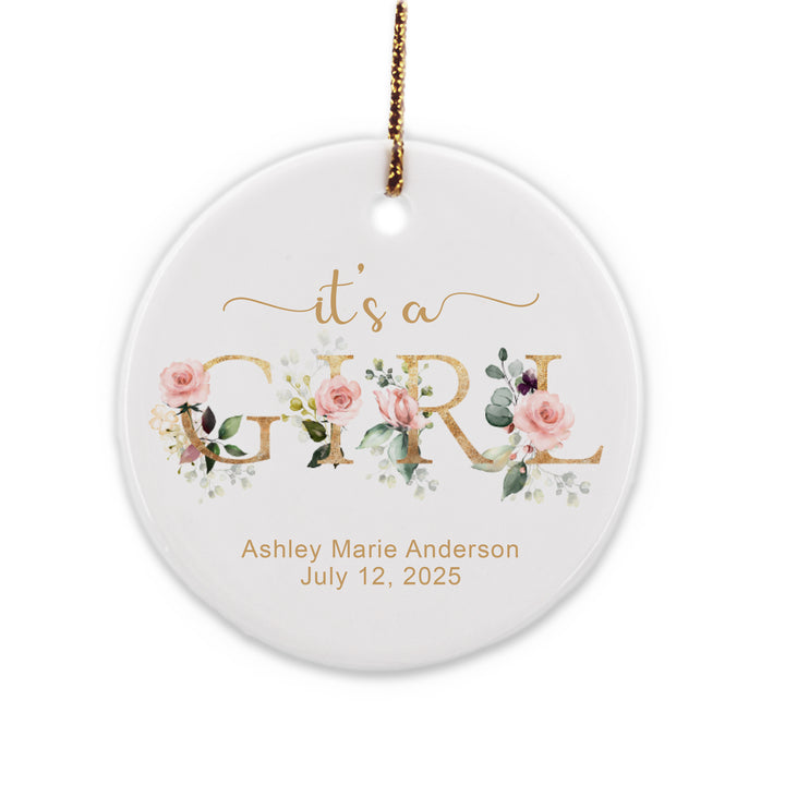 It's A Girl Baby Christmas Ornament, Baby's First Christmas