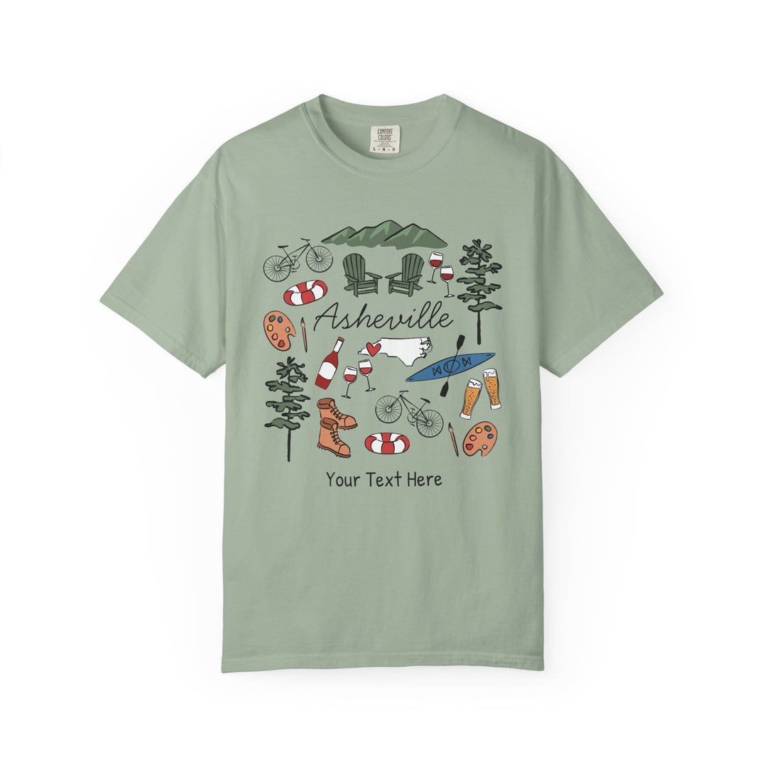 Asheville Bachelorette T-Shirt, Colorful Asheville Doodles, Unisex Comfort Colors® T-Shirt