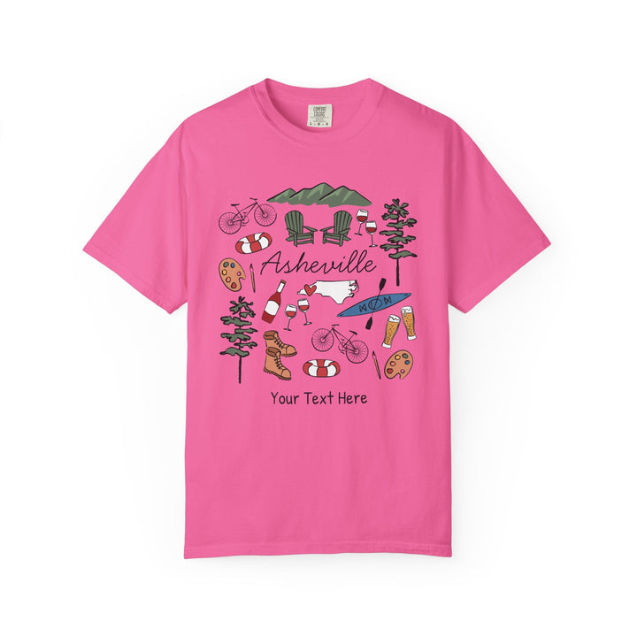 Asheville Bachelorette T-Shirt, Colorful Asheville Doodles, Unisex Comfort Colors® T-Shirt