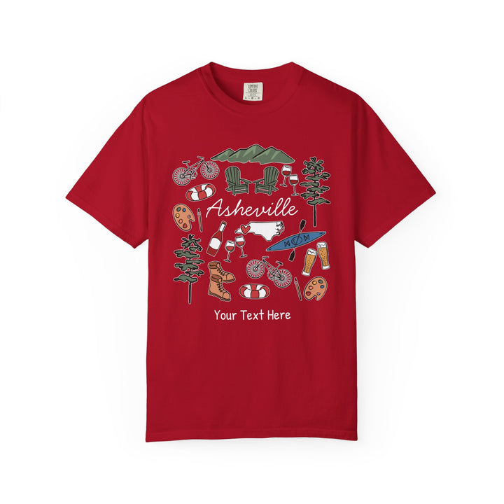 Asheville Bachelorette T-Shirt, Colorful Asheville Doodles, Unisex Comfort Colors® T-Shirt