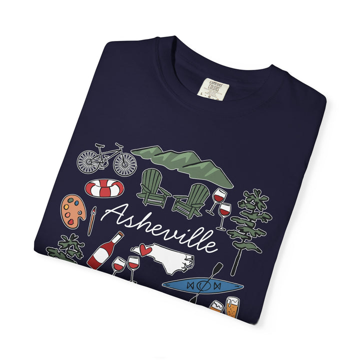 Asheville Bachelorette T-Shirt, Colorful Asheville Doodles, Unisex Comfort Colors® T-Shirt