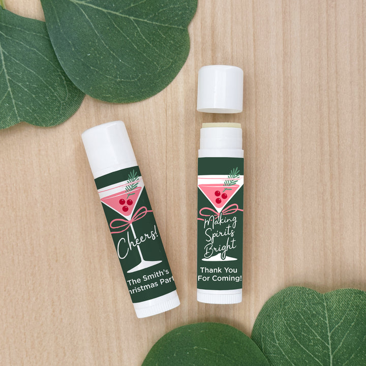 Christmas Stocking Stuffers, Personalized Lip Balm Gift, Lip Balm Party Favor, Christmas Martinis