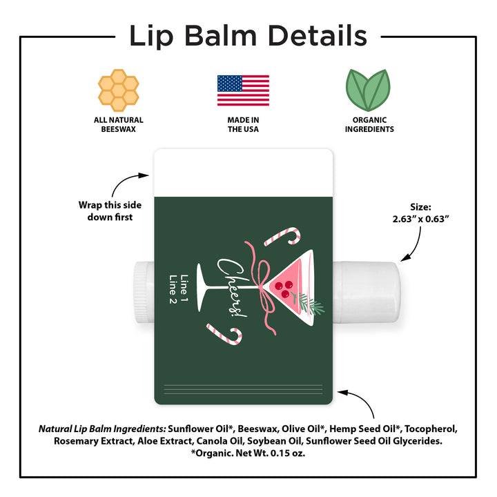 Christmas Stocking Stuffers, Personalized Lip Balm Gift, Lip Balm Party Favor, Christmas Martinis