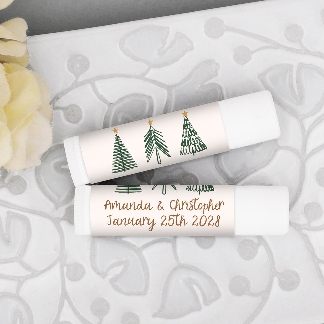Christmas Stocking Stuffers, Personalized Lip Balm Gift, Lip Balm Party Favor, Christmas Tree Doodles