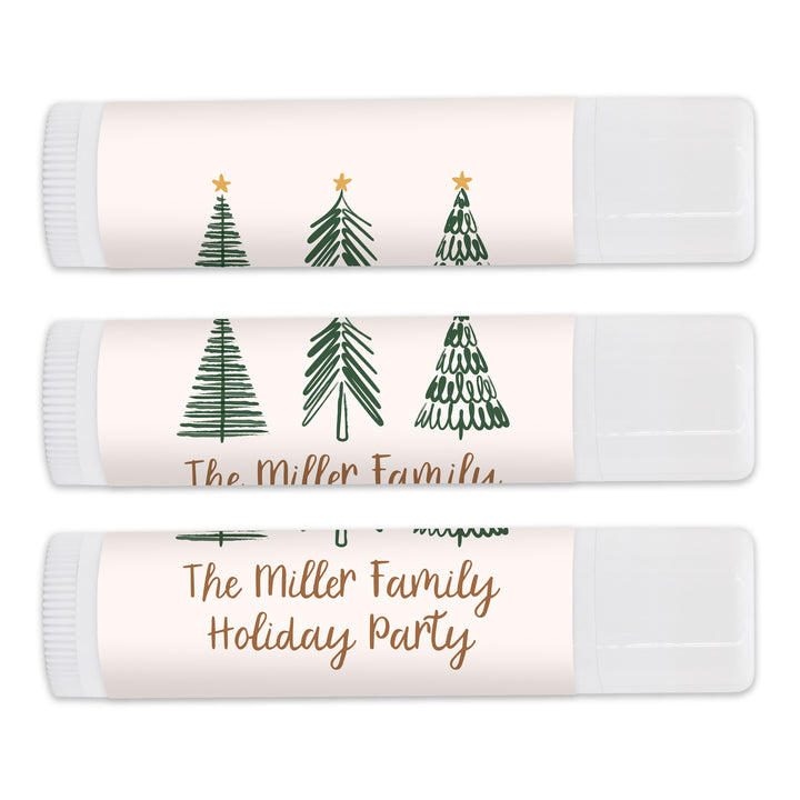 Christmas Stocking Stuffers, Personalized Lip Balm Gift, Lip Balm Party Favor, Christmas Tree Doodles