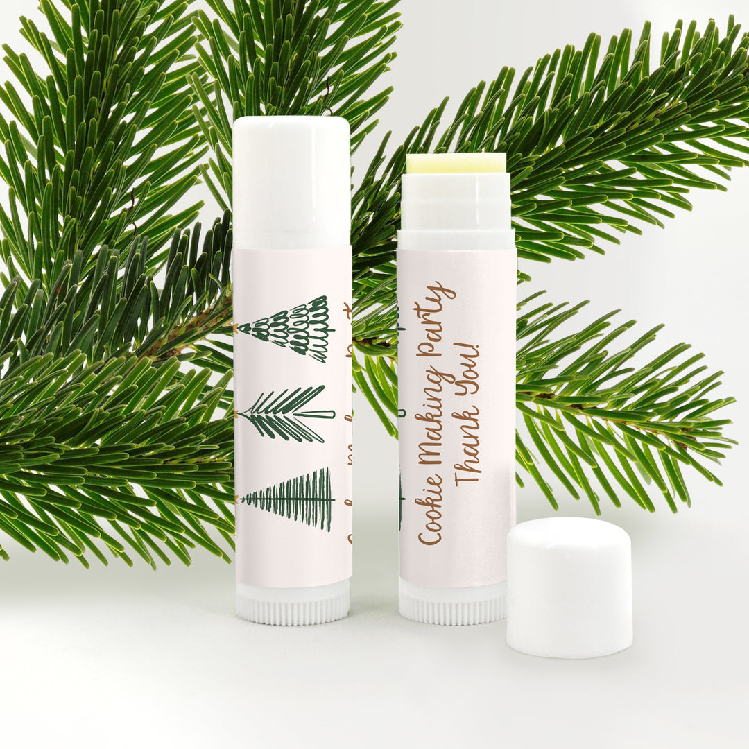 Christmas Stocking Stuffers, Personalized Lip Balm Gift, Lip Balm Party Favor, Christmas Tree Doodles