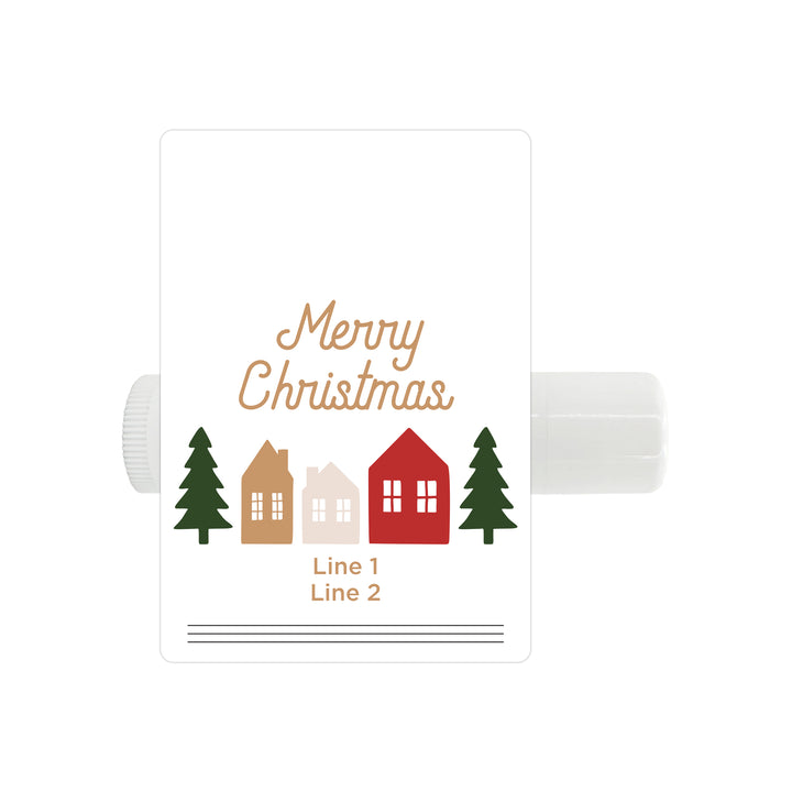 Christmas Stocking Stuffers, Personalized Lip Balm Gift, Lip Balm Party Favor, Christmas Village