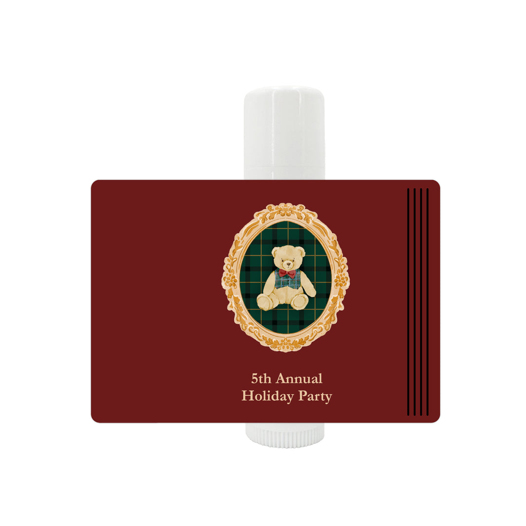 Traditional Christmas Lip Balm, Personalized Holiday Stocking Stuffers, Gold Frame Christmas Lip Balm