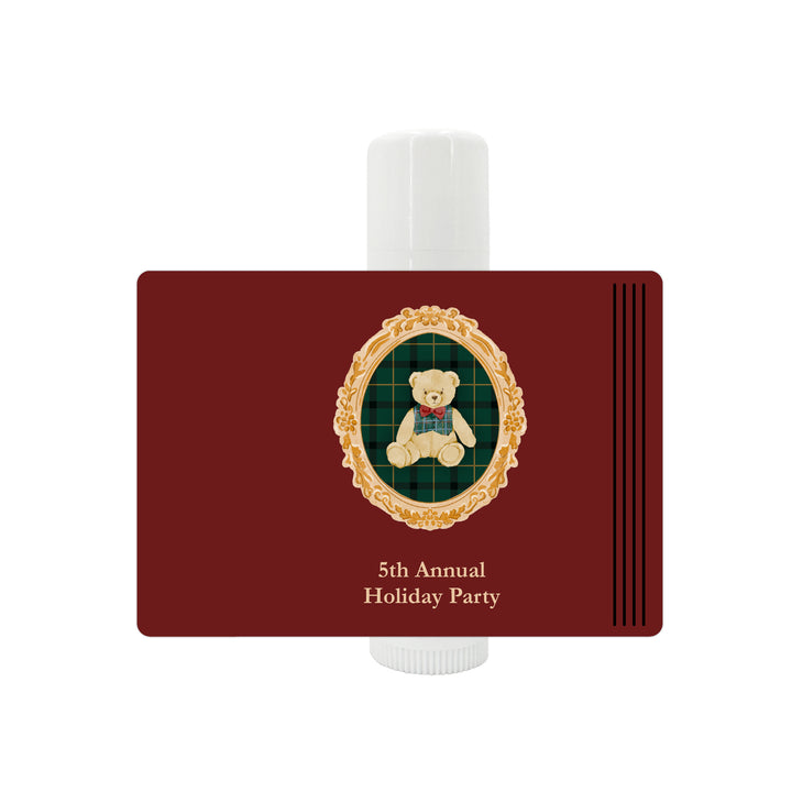 Traditional Christmas Lip Balm, Personalized Holiday Stocking Stuffers, Gold Frame Christmas Lip Balm