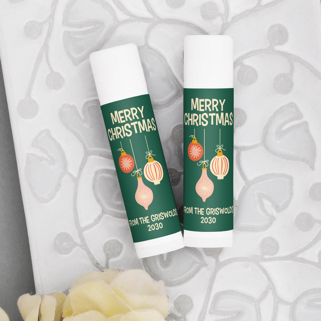 Christmas Lip Balm, Personalized Holiday Stocking Stuffers, Mid-Century Christmas Lip Balm