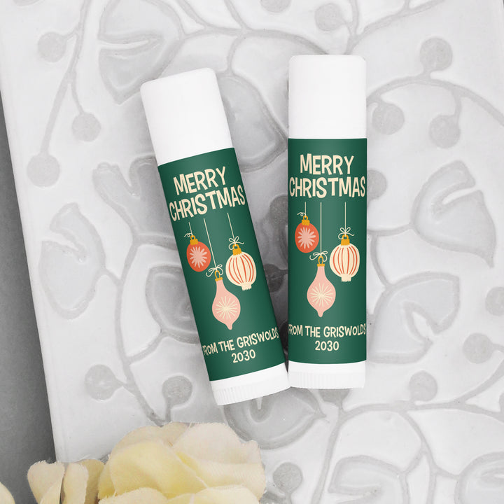 Christmas Lip Balm, Personalized Holiday Stocking Stuffers, Mid-Century Christmas Lip Balm