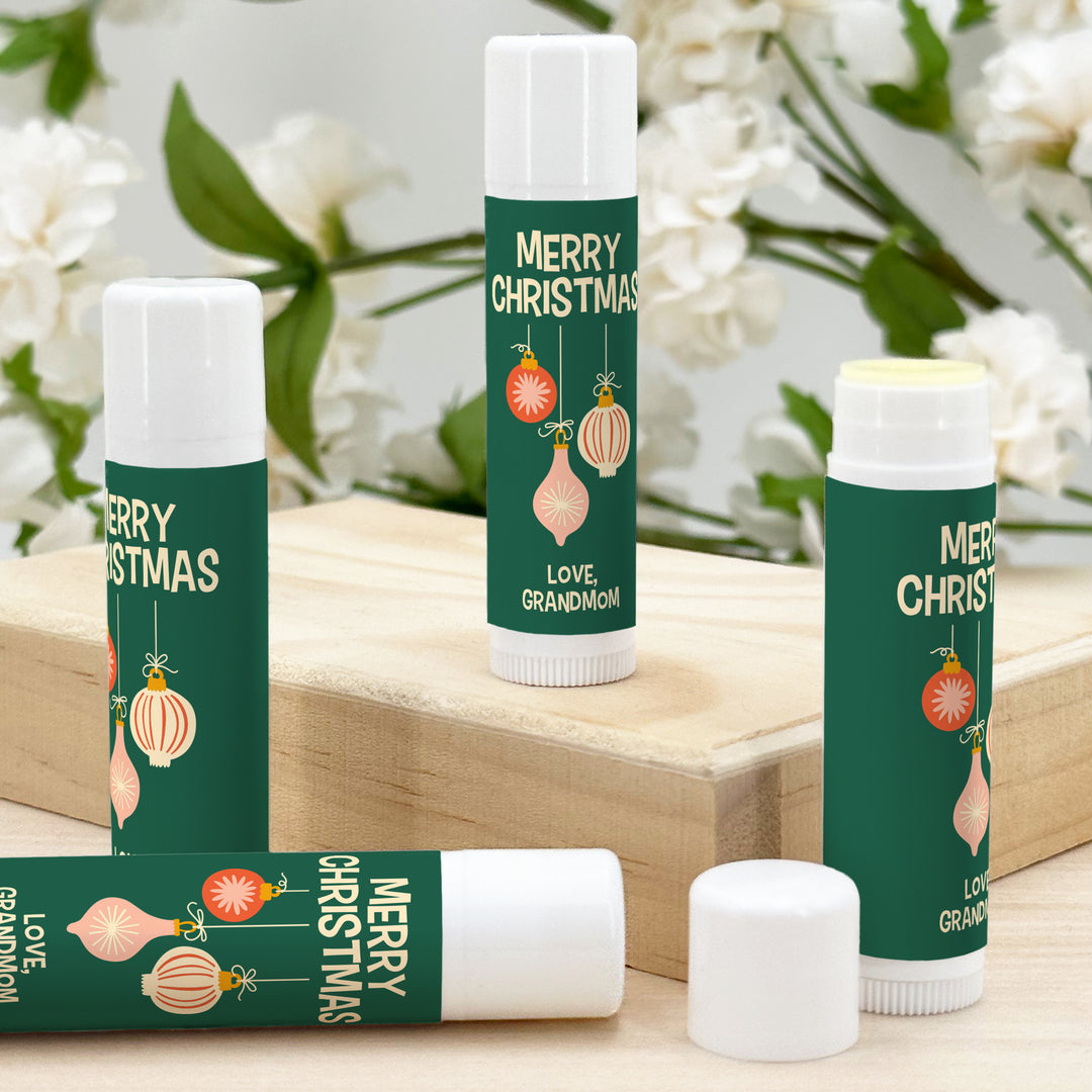 Christmas Lip Balm, Personalized Holiday Stocking Stuffers, Mid-Century Christmas Lip Balm