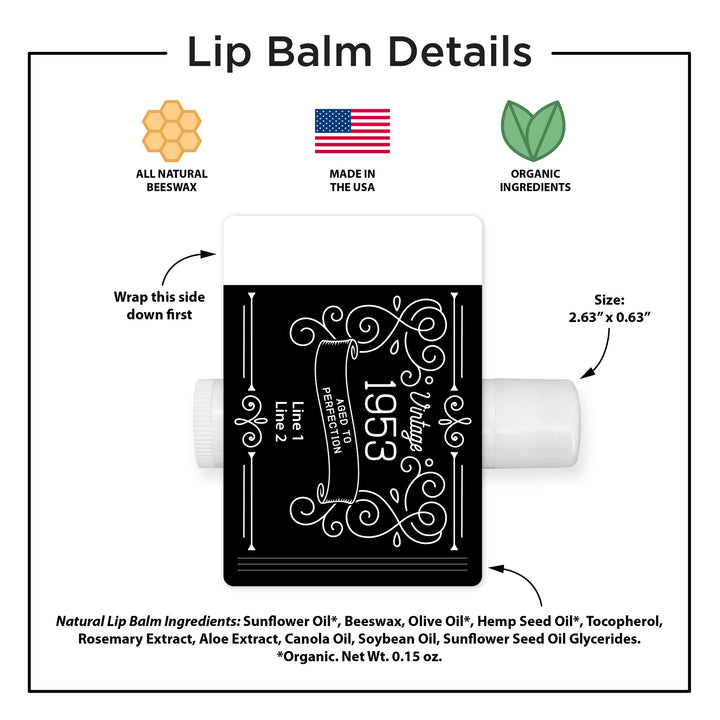 Vintage Birthday Party Favors, Aged to Perfection Birthday Favors, Custom Lip Balm, Party Favors