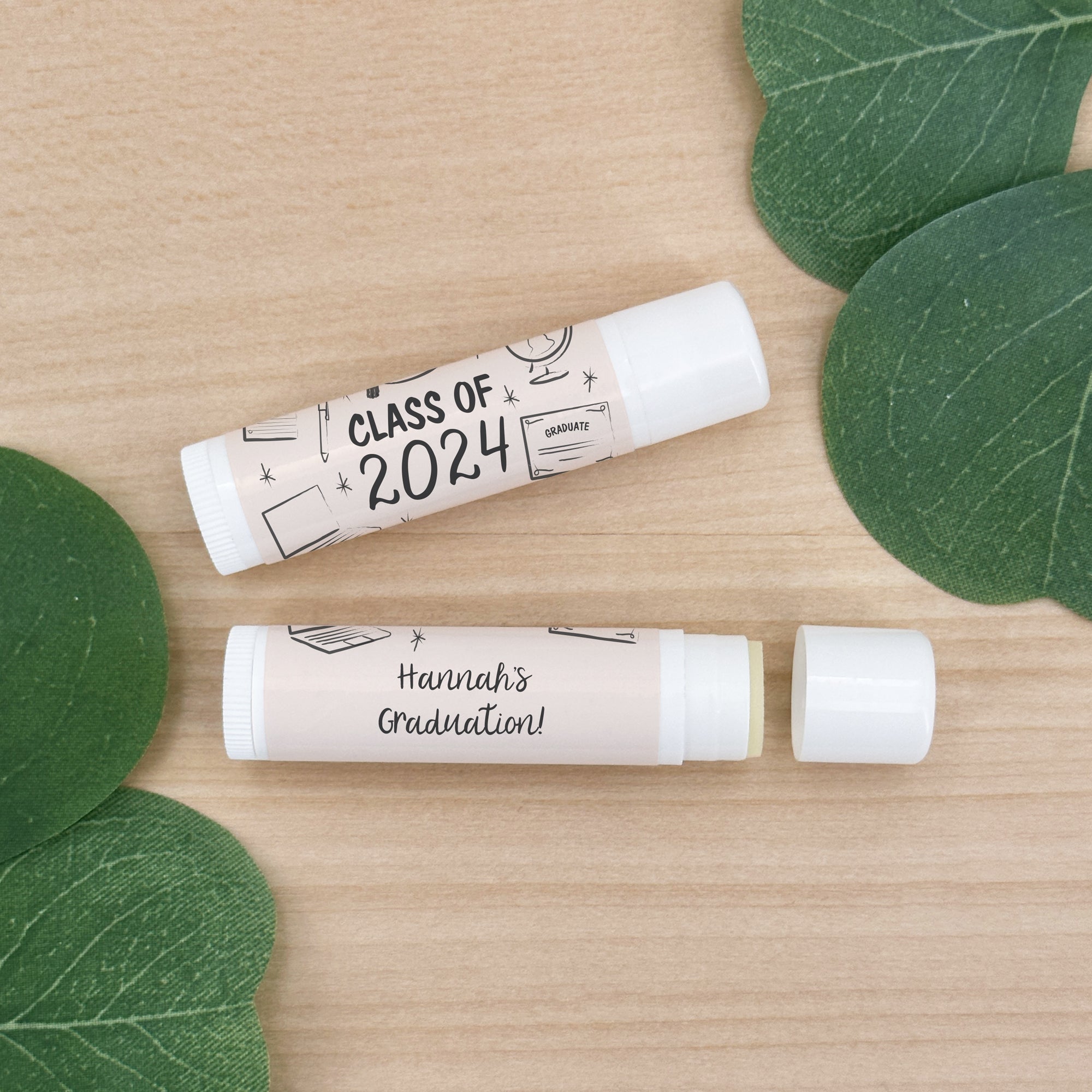 Personalized Lip Balm Graduation Favors, Hand Drawn Grad Icon Pattern ...