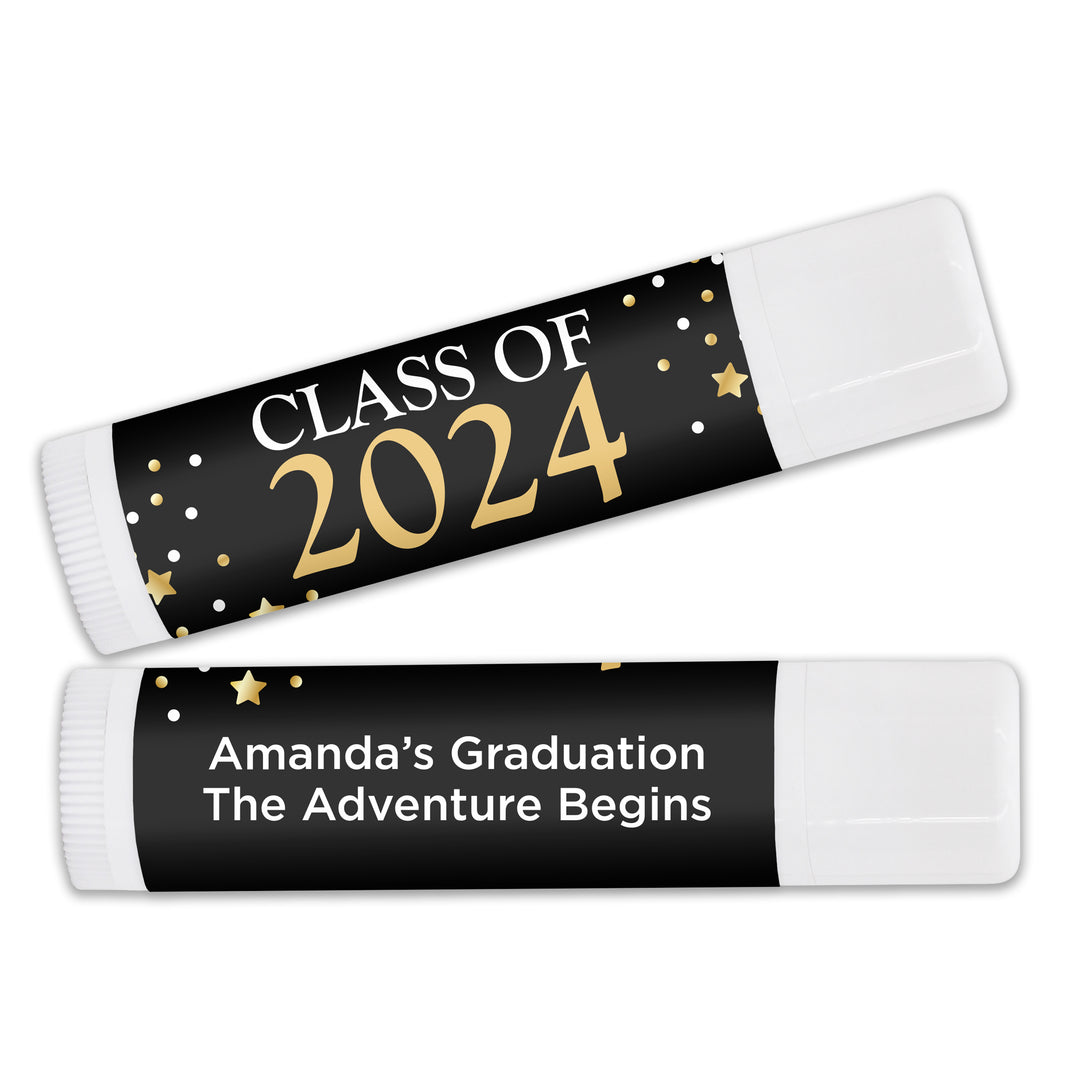 Personalized Lip Balm Graduation Favors, Congrats Grad Confetti Stars