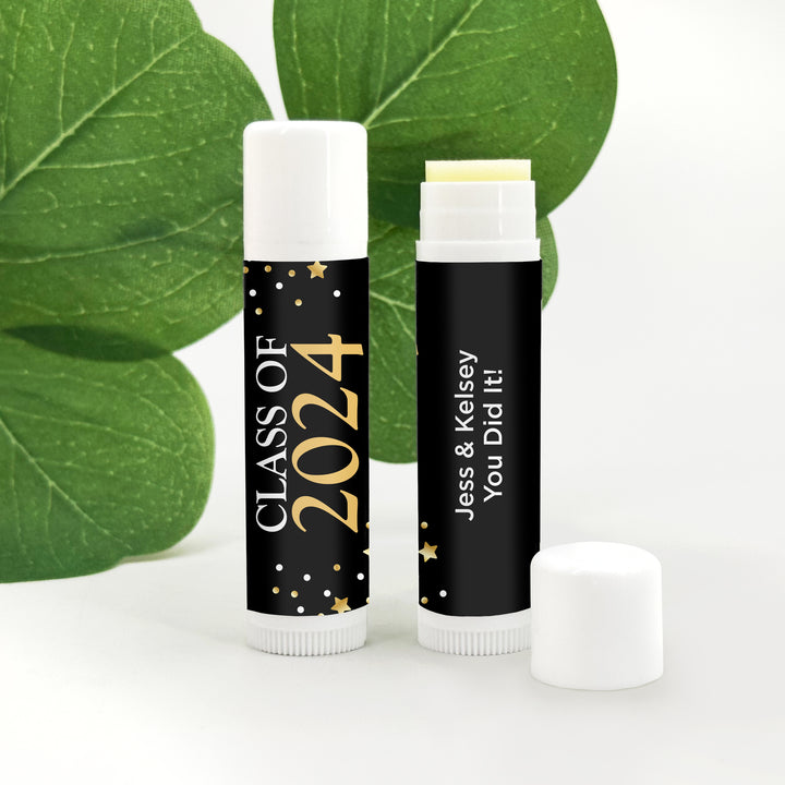 Personalized Lip Balm Graduation Favors, Congrats Grad Confetti Stars