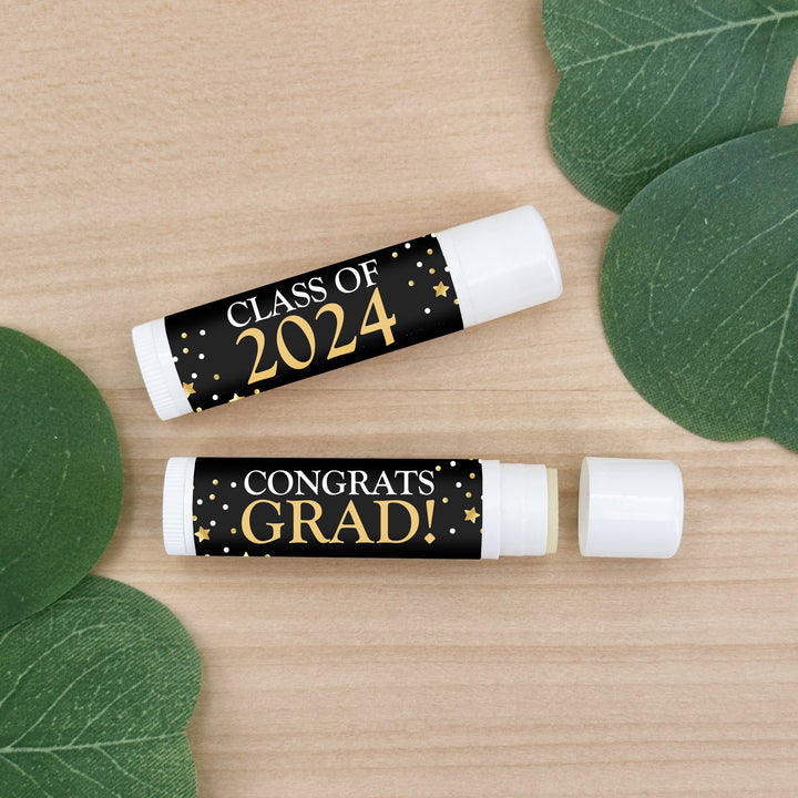 Personalized Lip Balm Graduation Favors, Congrats Grad Confetti Stars